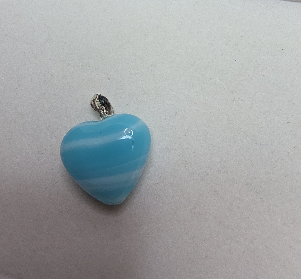 Blue Heart Glass Pendant Necklace Charm - Women's Jewelry